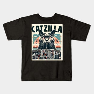 Catzilla Funny Cat Kitten Design Kids T-Shirt